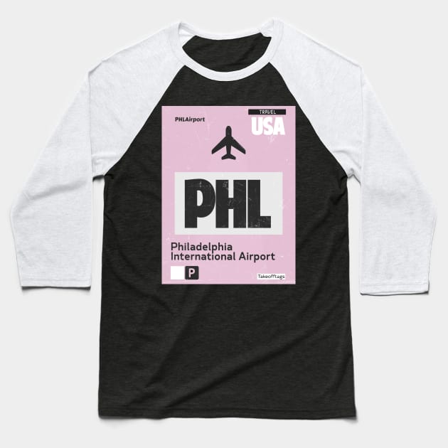 PHL Philadelphia airport code Baseball T-Shirt by Woohoo